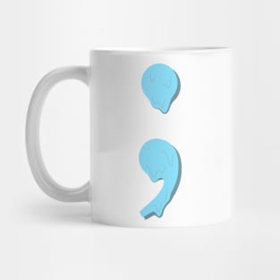 dripping/melting semicolon in pastel blue Mug